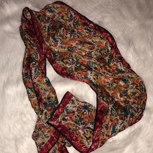 Vintage silk printed scarf 70s era